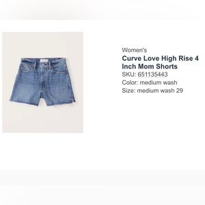 A&F Curve Love 4” Mom Short High-Rise Medium wash
